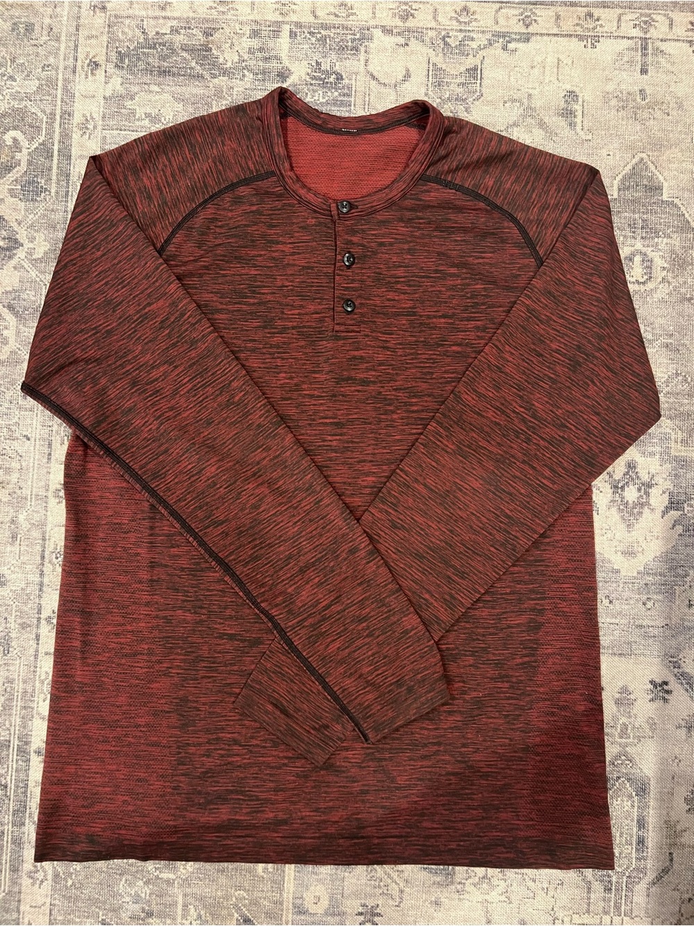 Lululemon Men's Long-Sleeve Henley Shirt - Red Heather